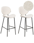 Set of 2 Bar Chairs LUANA Boucle White