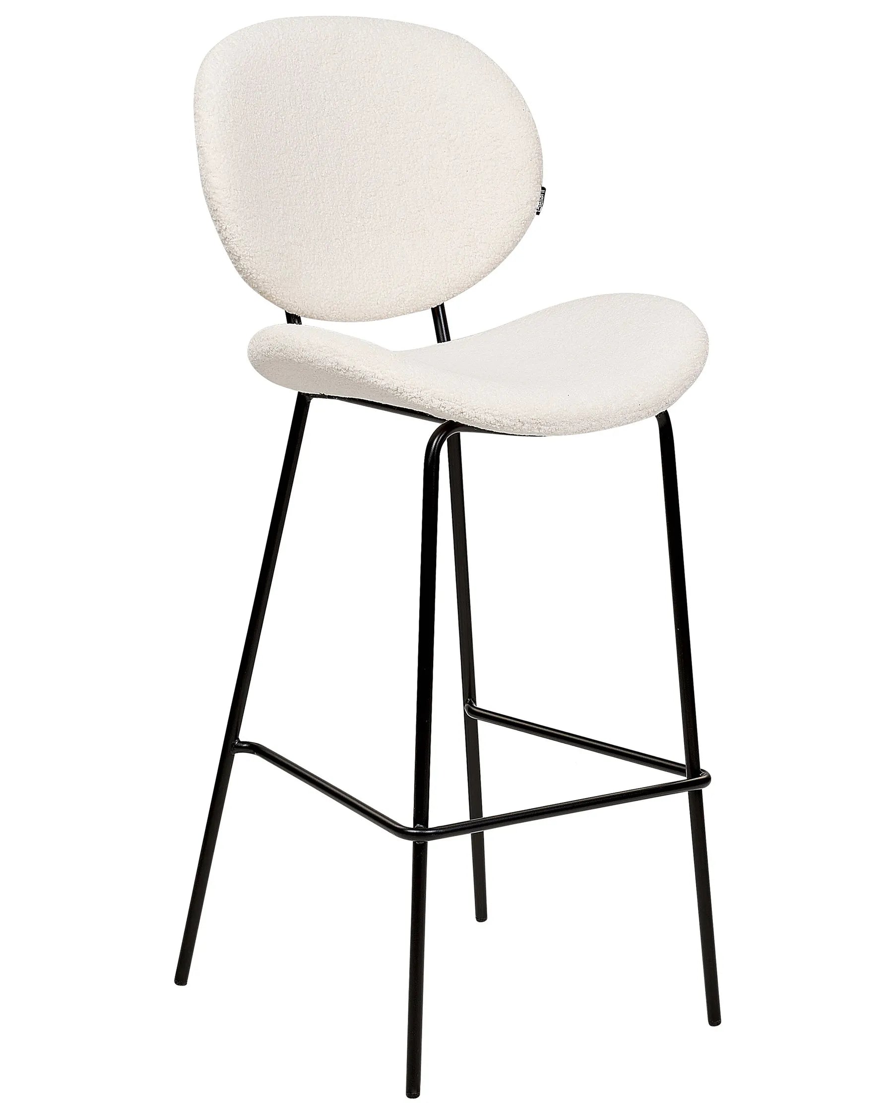 Set of 2 Bar Chairs LUANA Boucle White