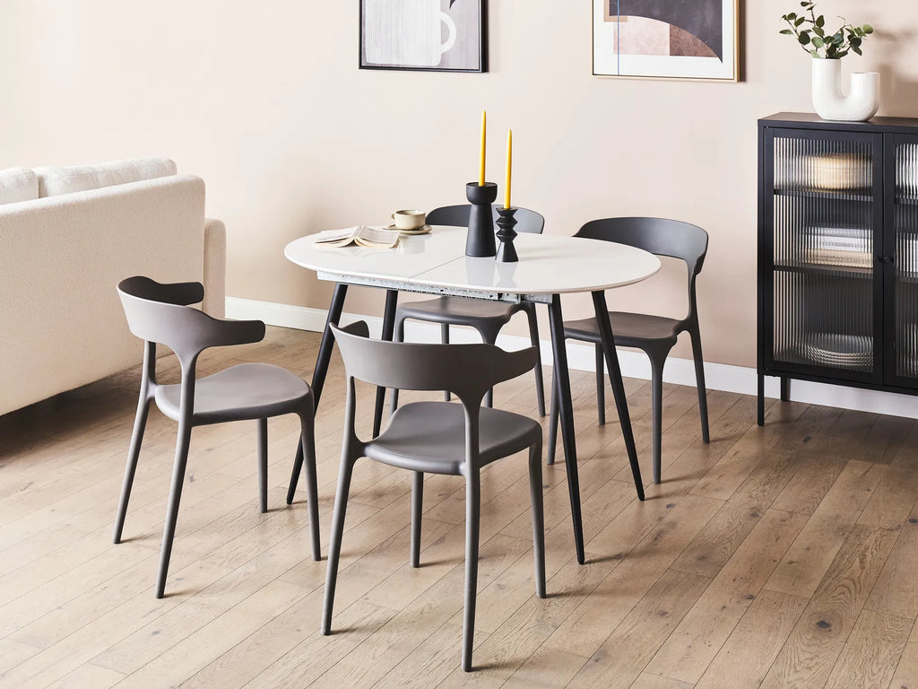 Extending Dining Table STAVERTON White 120/160 cm 80 cm