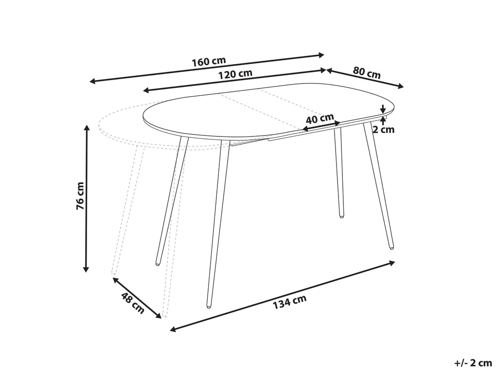 Extending Dining Table STAVERTON White 120/160 cm 80 cm