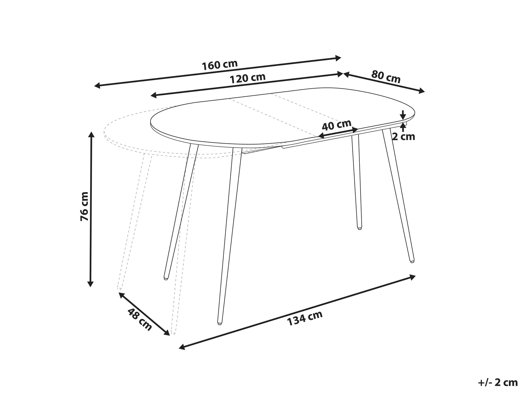 Extending Dining Table STAVERTON White 120/160 cm 80 cm
