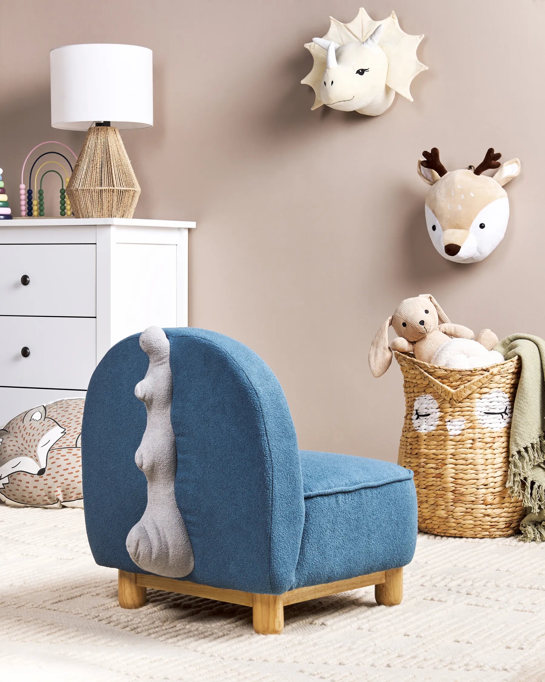 Kids Armchair Dinosaur FABORG Fabric Blue