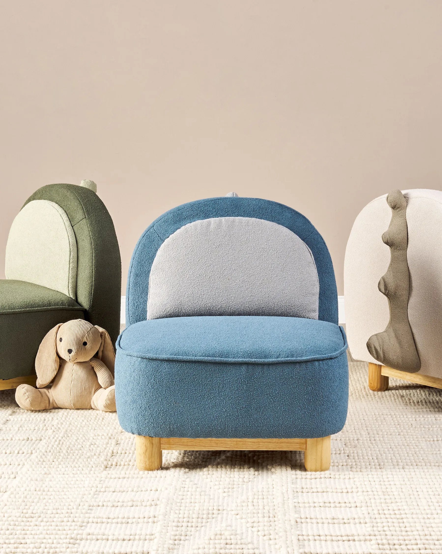 Kids Armchair Dinosaur FABORG Fabric Blue