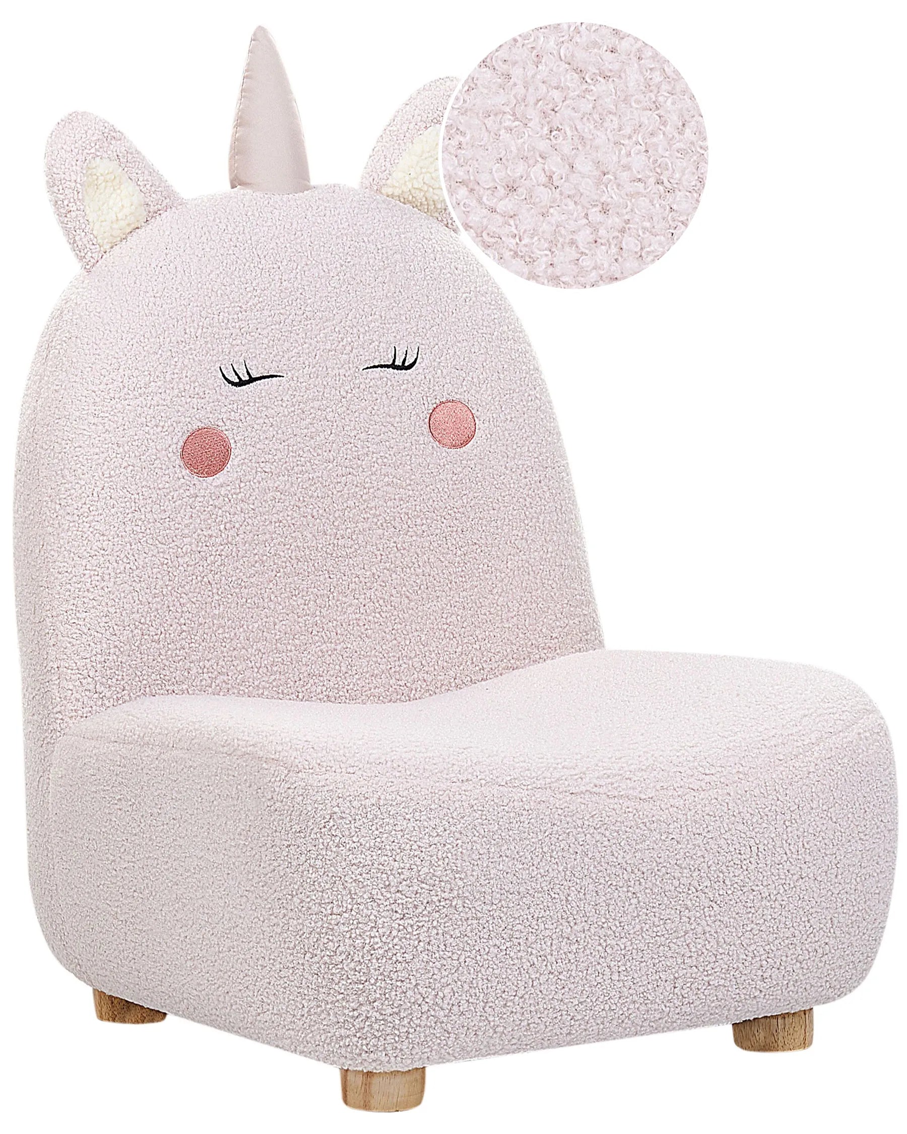 Kids Armchair Unicorn LULEA Boucle Pastel Pink