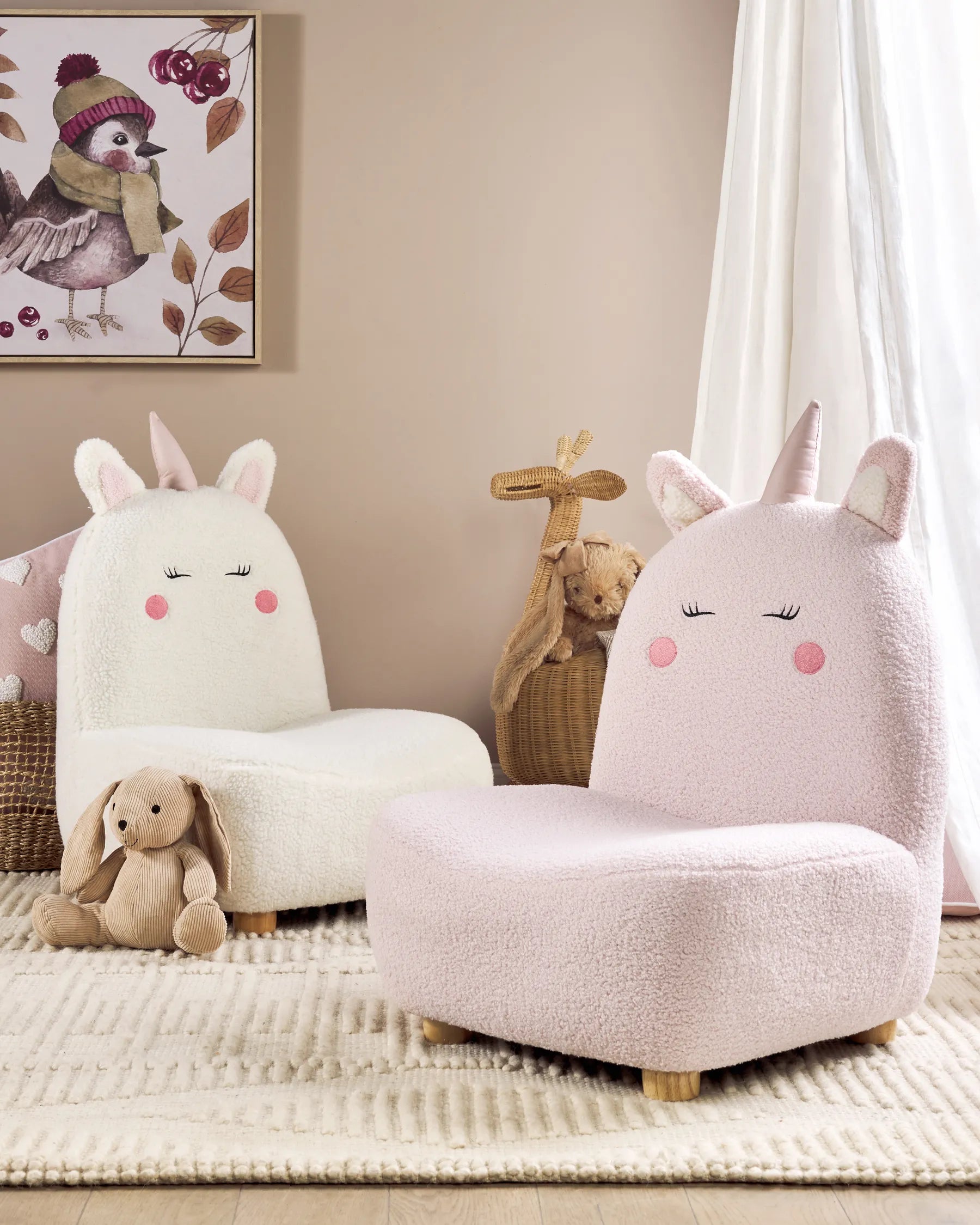 Kids Armchair Unicorn LULEA Boucle Pastel Pink