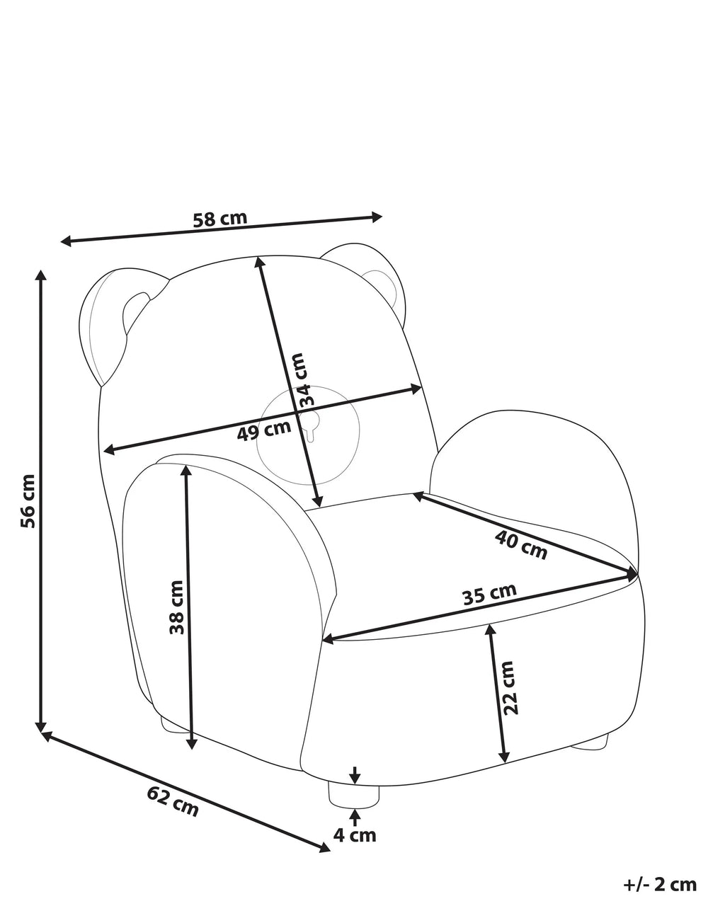 Kids Armchair Teddy Bear BOO Boucle Brown