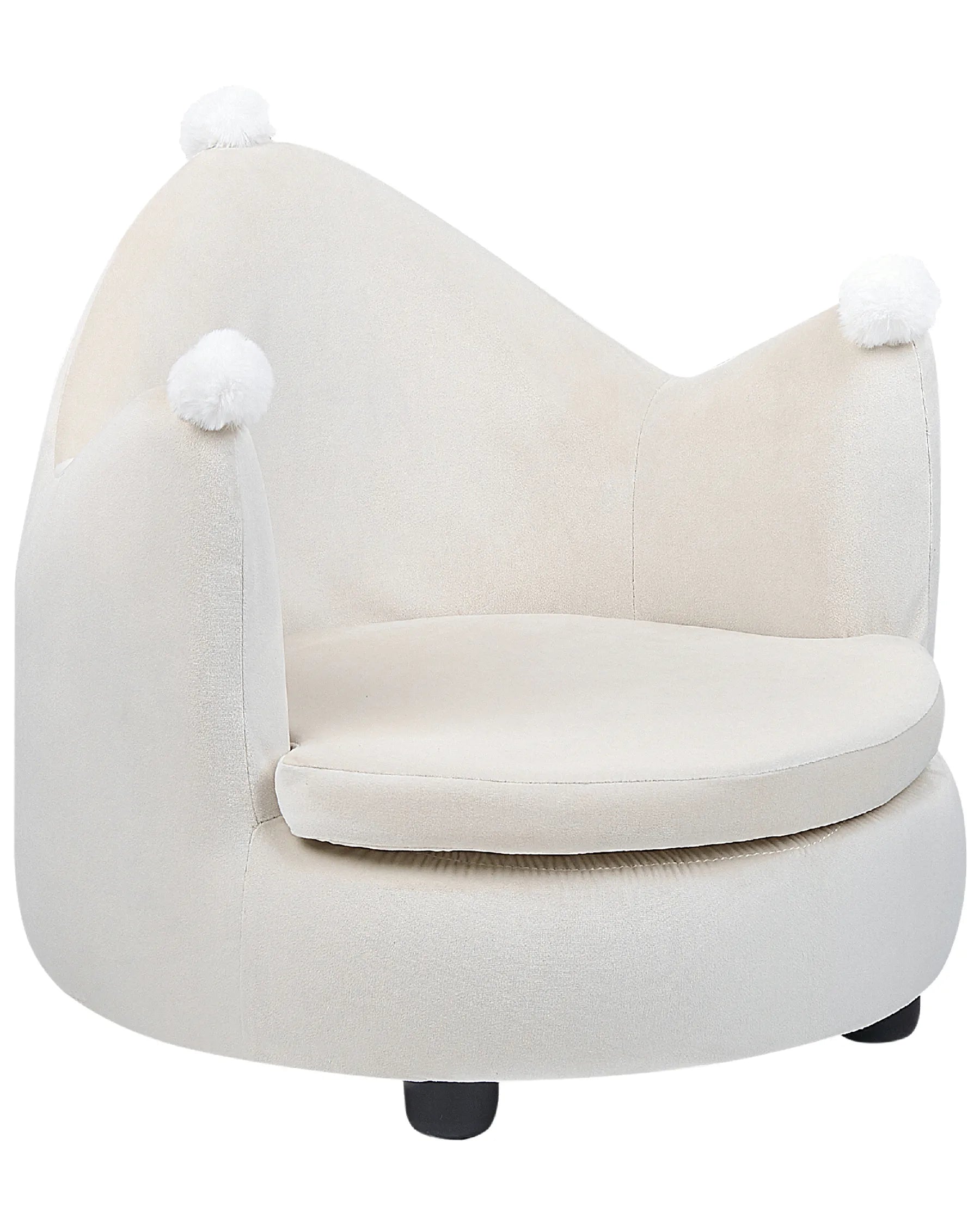 Kids Armchair Crown VEGA Velvet Light Beige