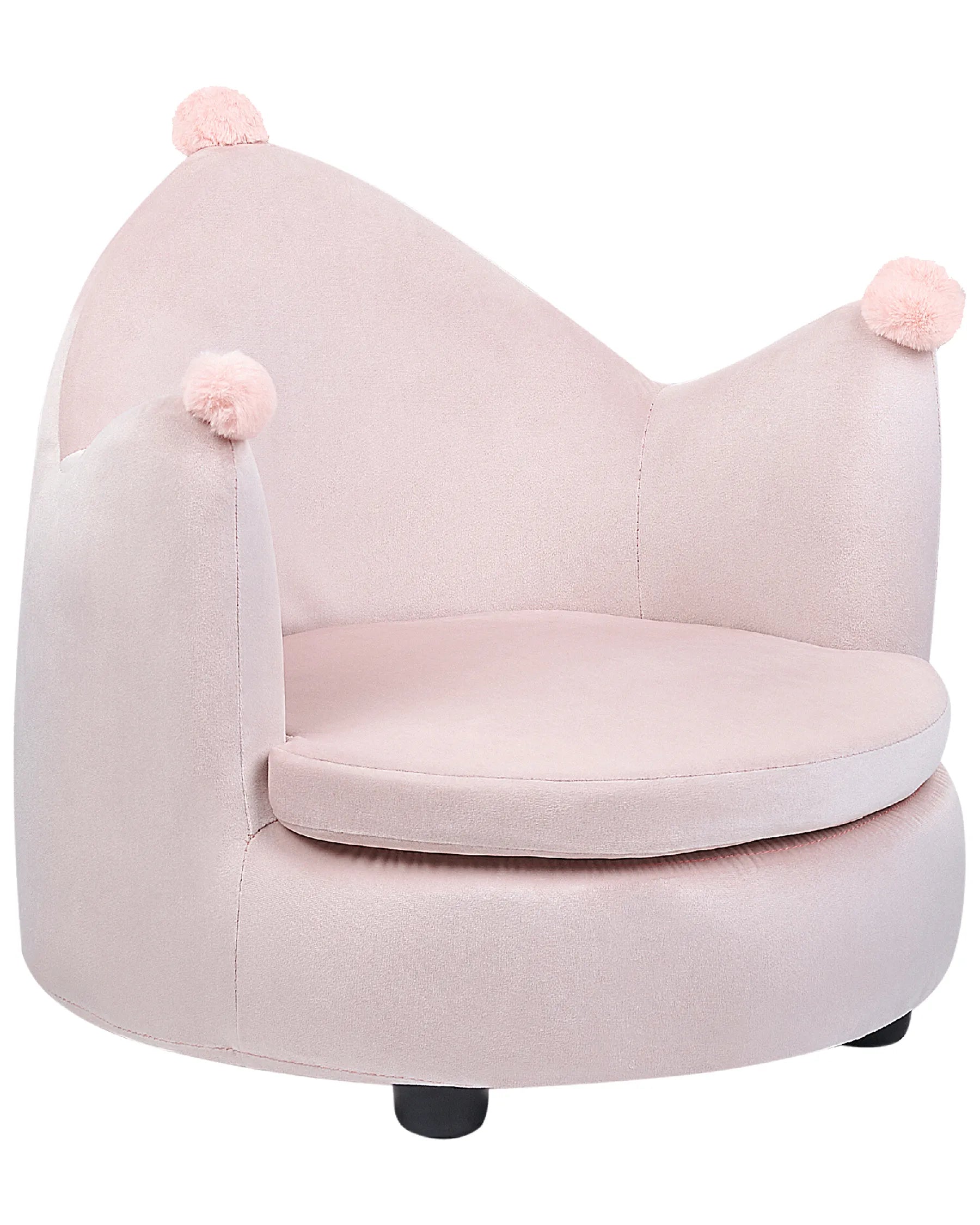 Kids Armchair Crown VEGA Velvet Pastel Pink