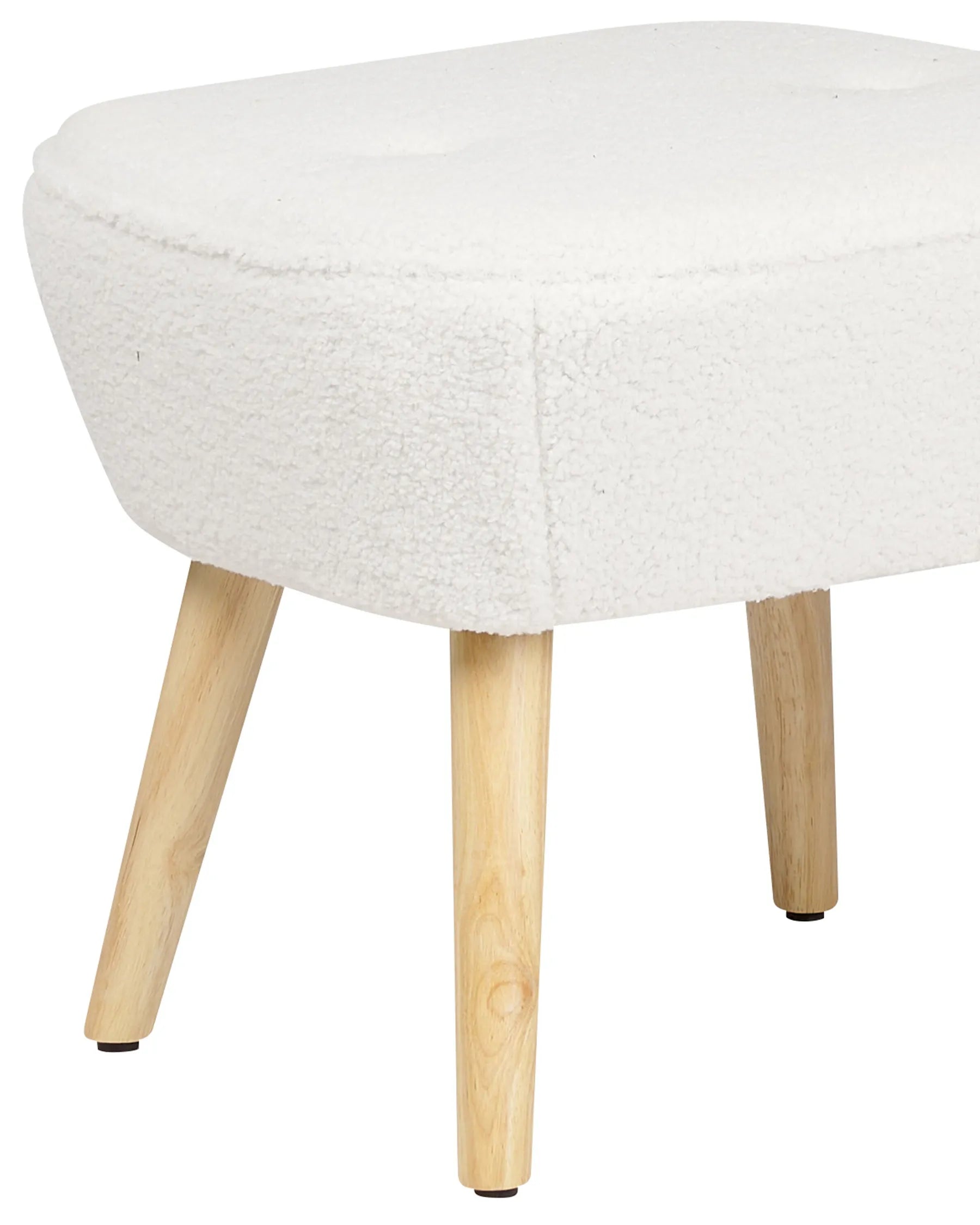 Armchair TUMBA with Footstool Boucle White
