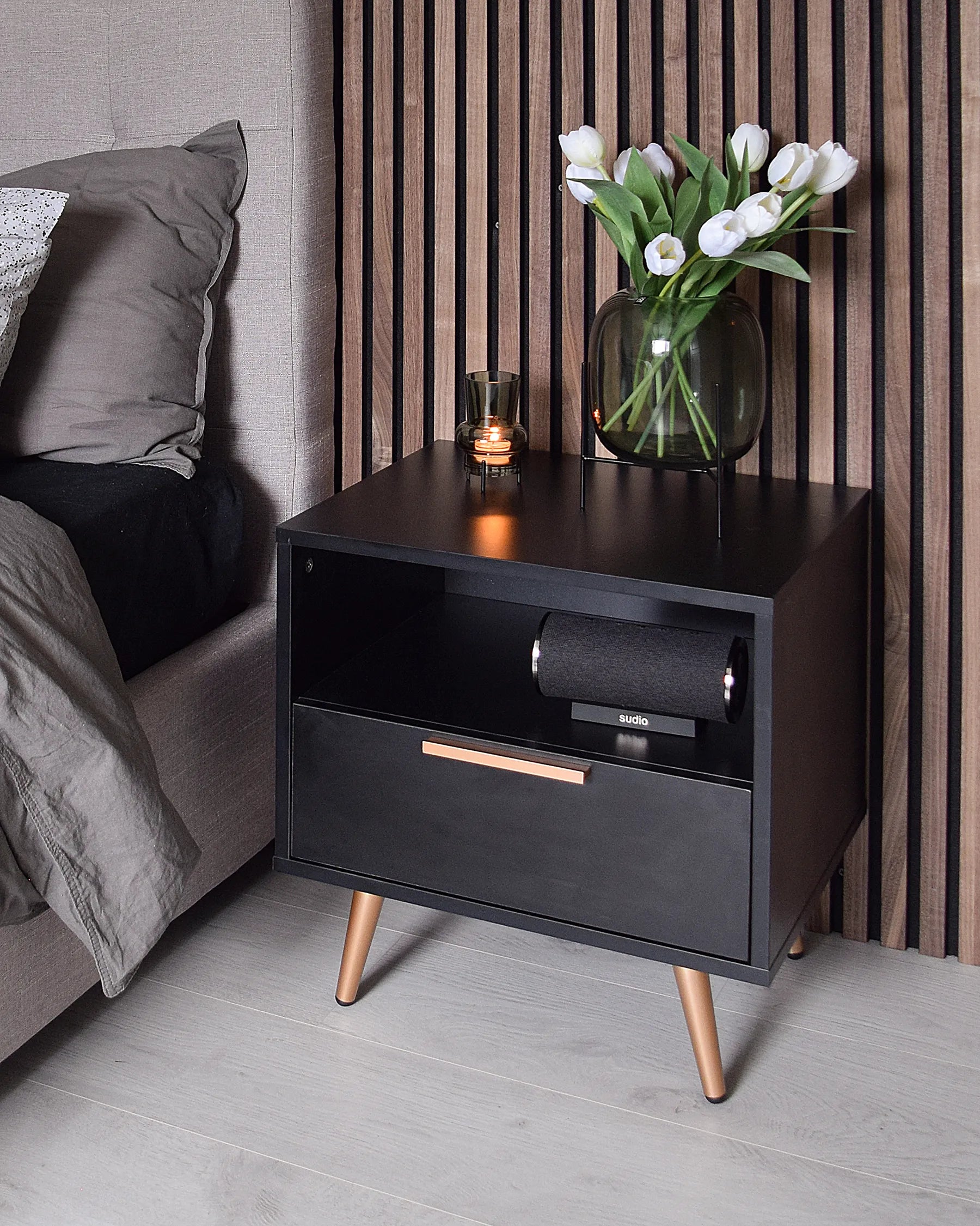 1 Drawer Bedside Table INDIO Black