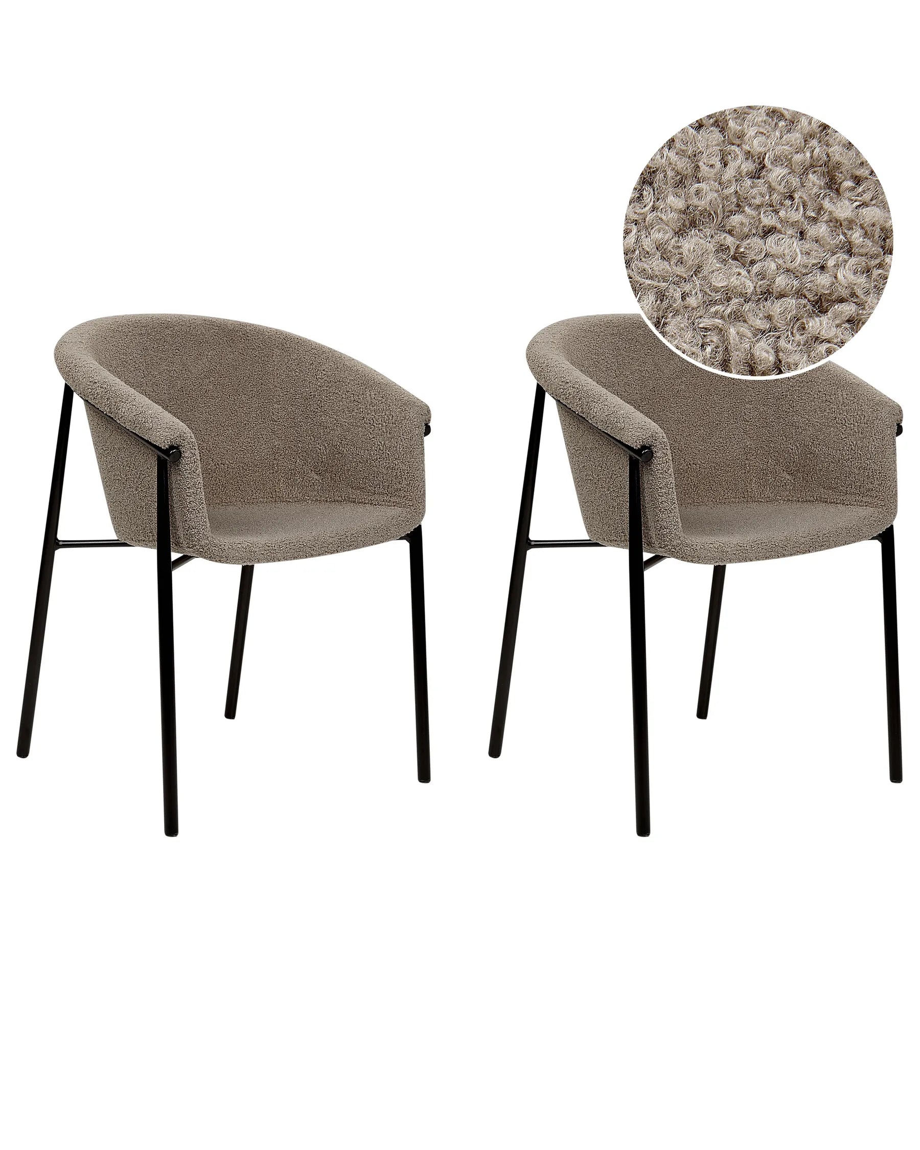 Set of 2 Dining Chairs AMES Boucle Taupe