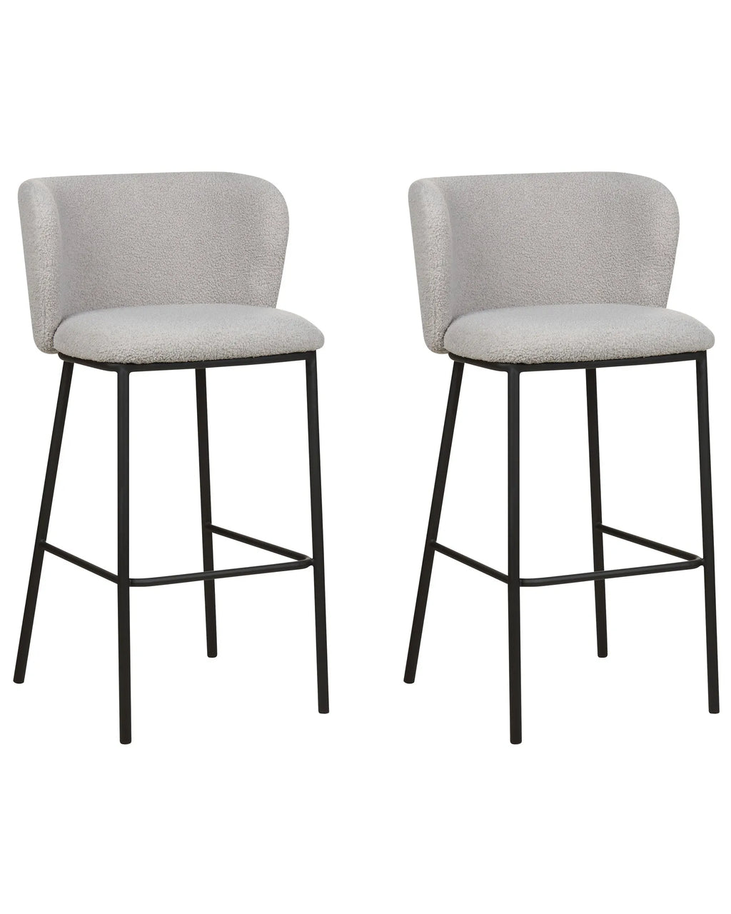 Set of 2 Bar Chairs MINA Boucle Light Grey