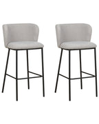 Set of 2 Bar Chairs MINA Boucle Light Grey