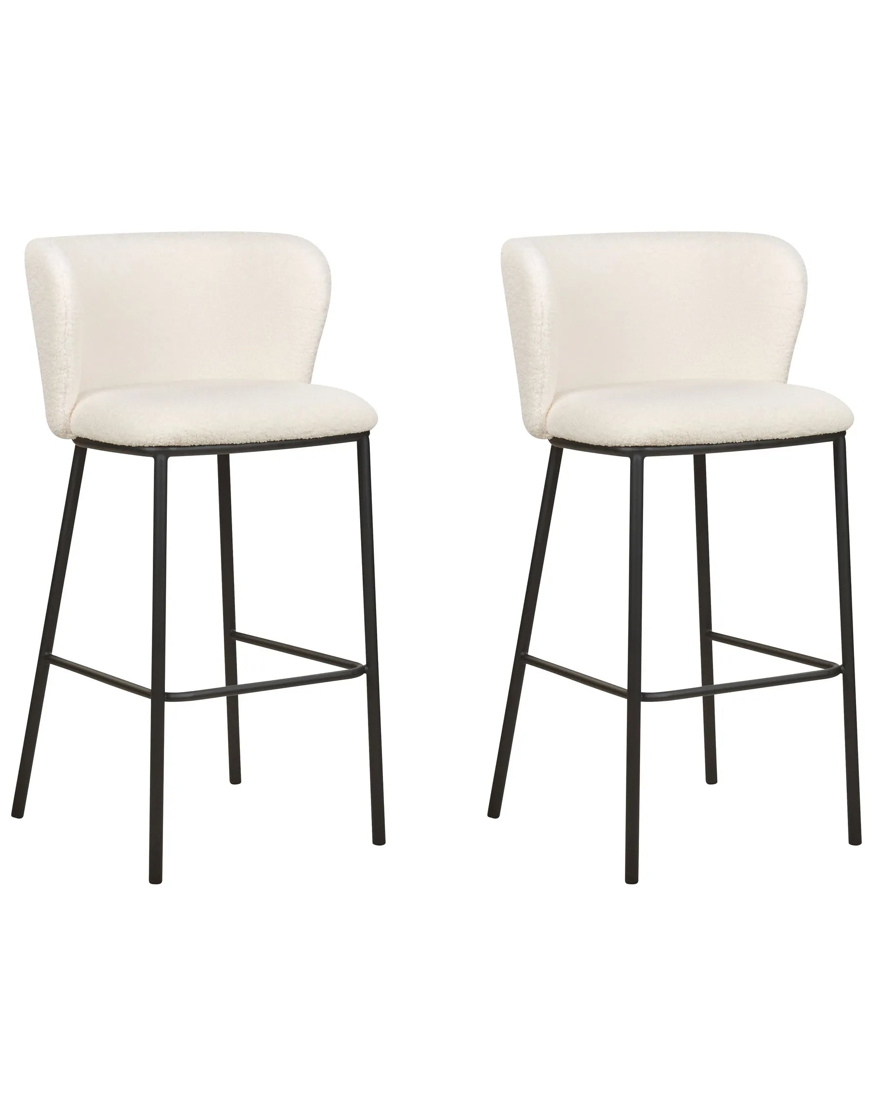 Set of 2 Bar Chairs MINA Boucle White