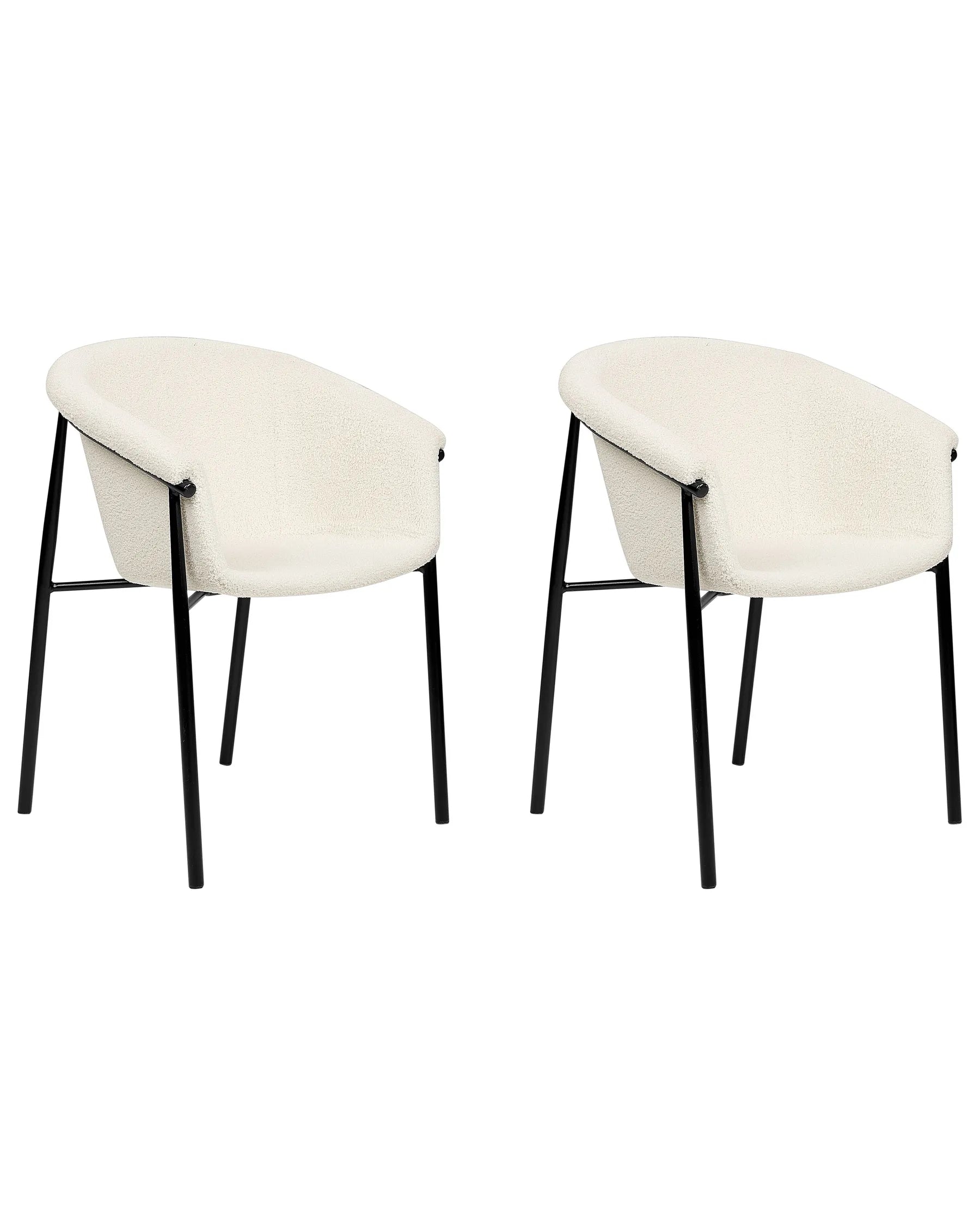 Set of 2 Dining Chairs AMES Boucle Off-White