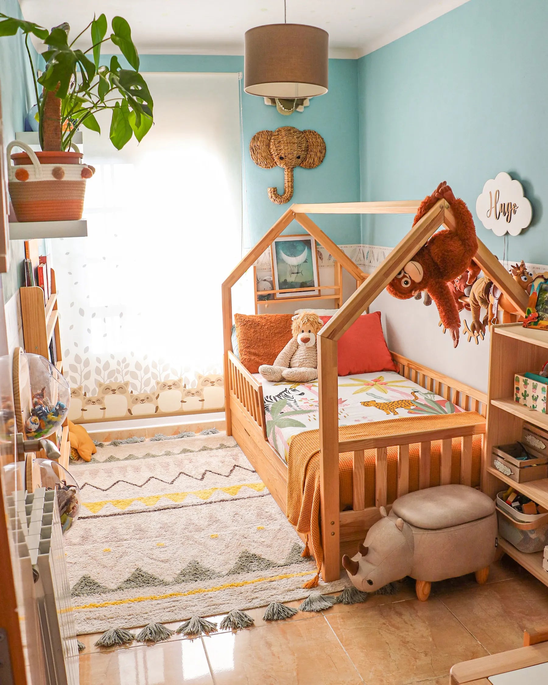 Storage Animal Stool RHINO Faux Leather Light Grey