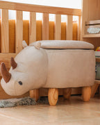 Storage Animal Stool RHINO Faux Leather Light Grey