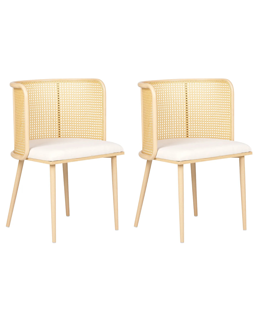 Set of 2 Dining Chairs Metal Light Brown