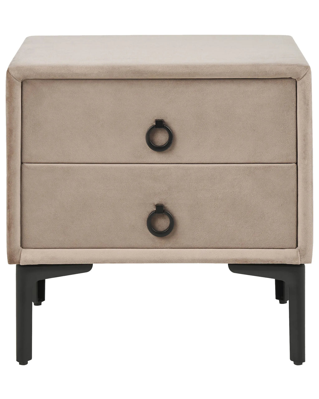 2 Drawer Bedside Table SEZANNE Velvet Taupe