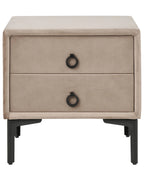 2 Drawer Bedside Table SEZANNE Velvet Taupe