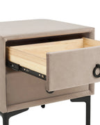 2 Drawer Bedside Table SEZANNE Velvet Taupe