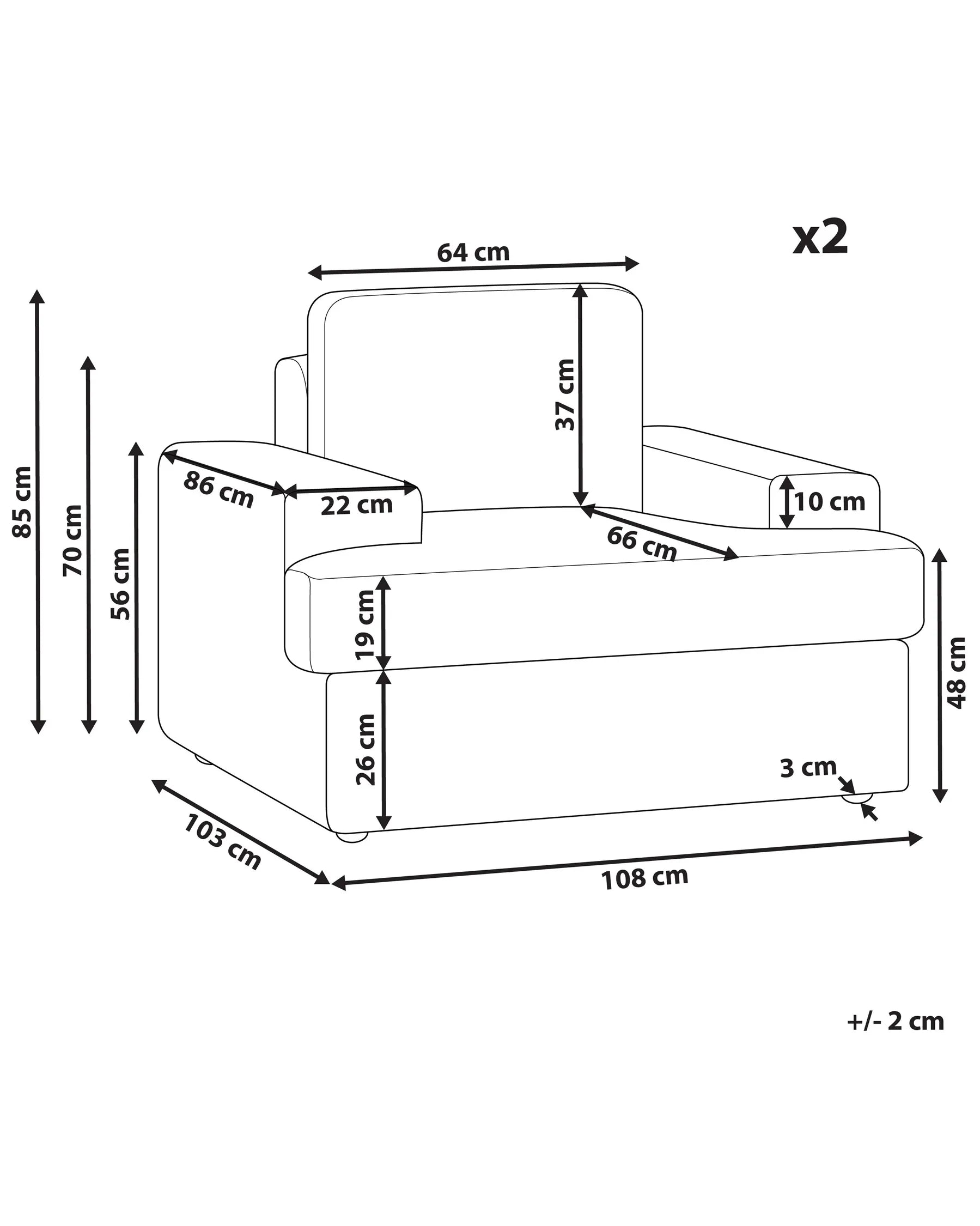 Set of 2 Armchairs ALLA Fabric Light Beige