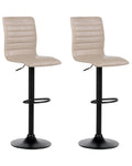 Set of 2 Bar Chairs LUCERNE Faux Leather Swivel Light Beige