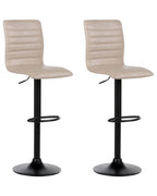 Set of 2 Bar Chairs LUCERNE Faux Leather Swivel Light Beige