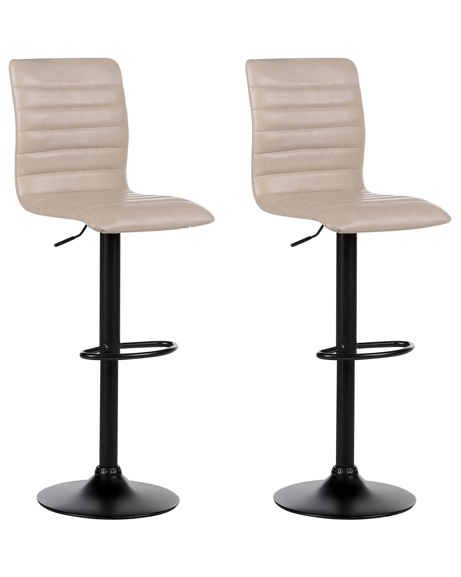 Set of 2 Bar Chairs LUCERNE Faux Leather Swivel Light Beige