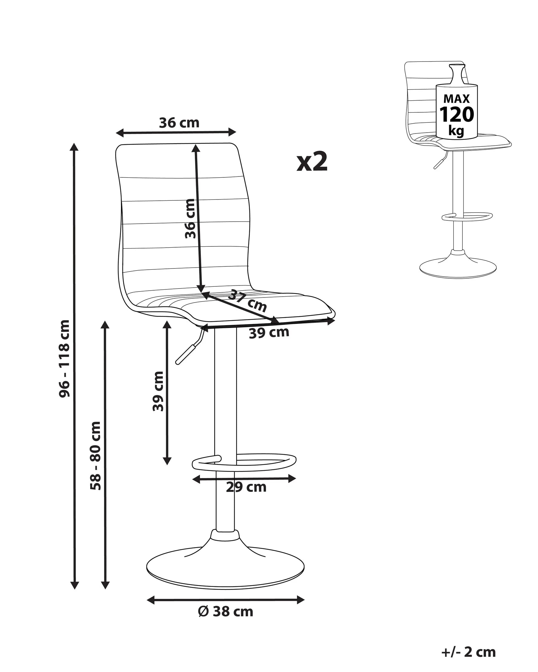 Set of 2 Bar Chairs LUCERNE Faux Leather Swivel Light Beige