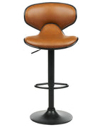 Set of 2 Bar Chairs CONWAY Faux Leather Swivel Golden Brown