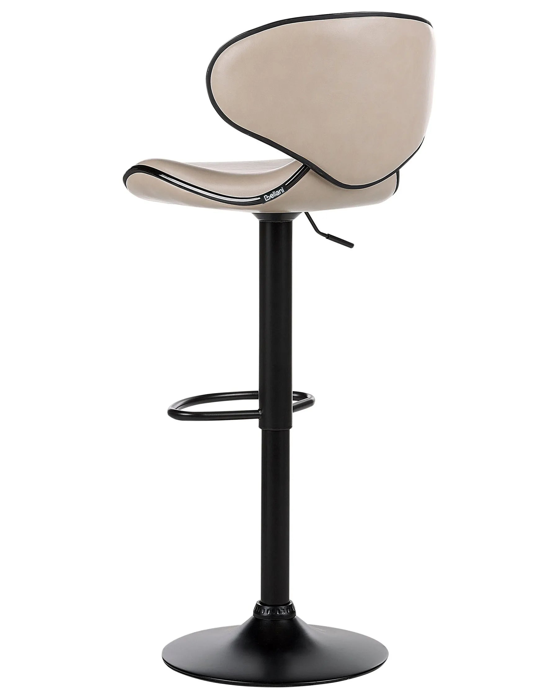 Set of 2 Bar Chairs CONWAY Faux Leather Swivel Light Beige