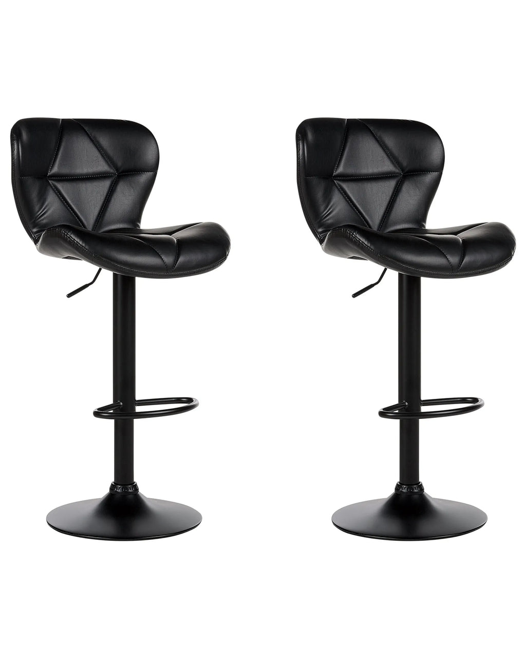 Set of 2 Bar Chairs VALETTA Faux Leather Swivel Black