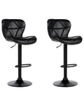 Set of 2 Bar Chairs VALETTA Faux Leather Swivel Black