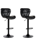 Set of 2 Bar Chairs VALETTA Faux Leather Swivel Black