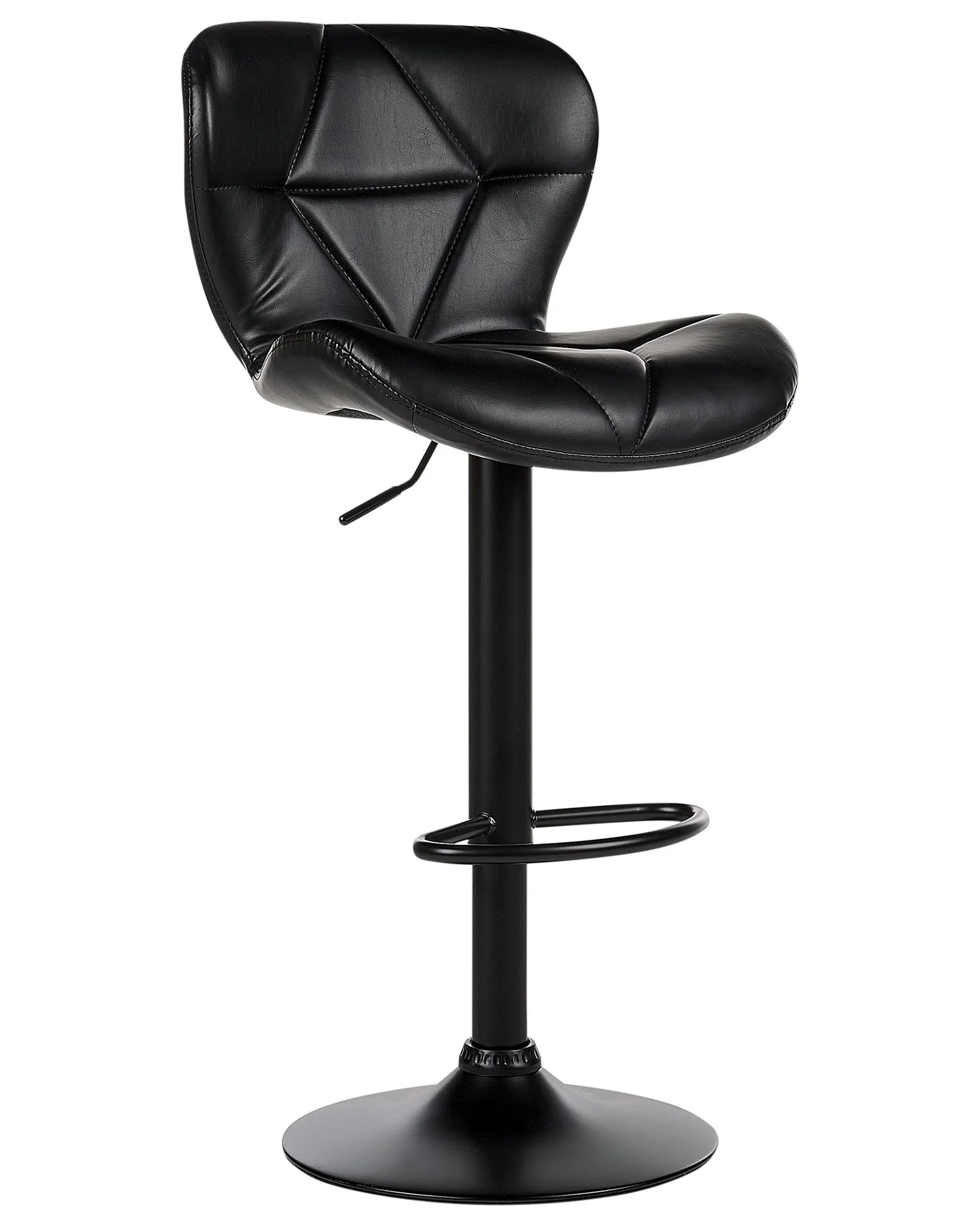 Set of 2 Bar Chairs VALETTA Faux Leather Swivel Black