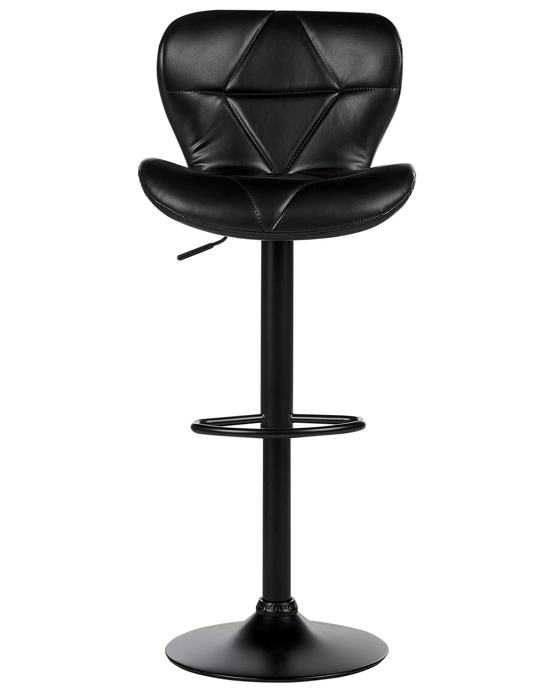 Set of 2 Bar Chairs VALETTA Faux Leather Swivel Black