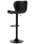 Set of 2 Bar Chairs VALETTA Faux Leather Swivel Black