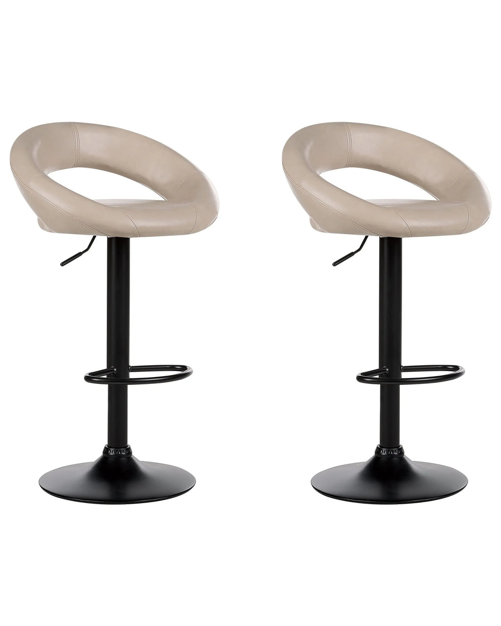 Set of 2 Bar Chairs PEORIA Faux Leather Swivel Light Beige