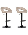 Set of 2 Bar Chairs PEORIA Faux Leather Swivel Light Beige