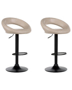 Set of 2 Bar Chairs PEORIA Faux Leather Swivel Light Beige