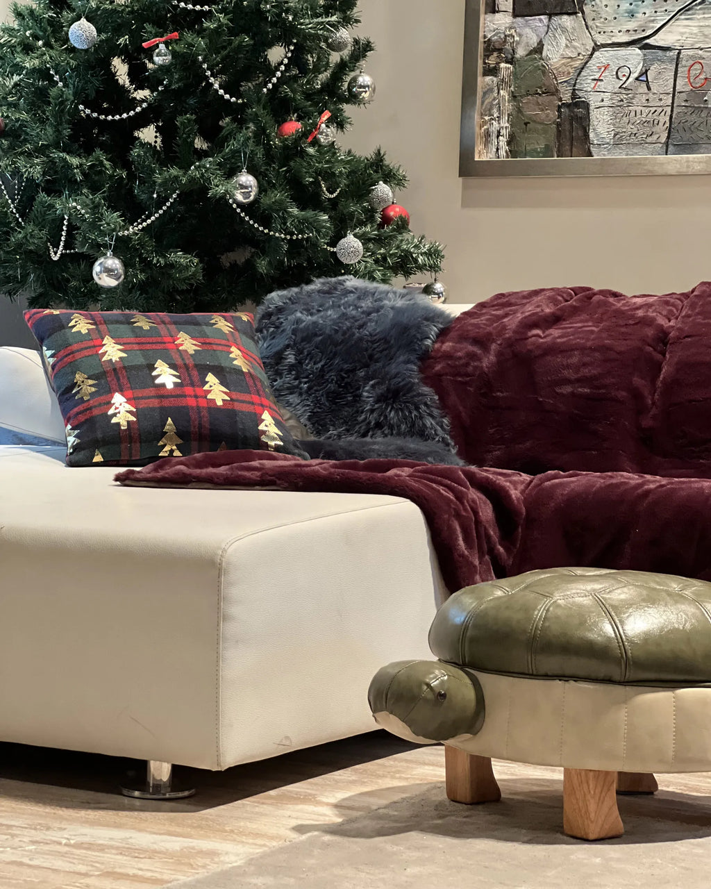 Animal Stool TURTLE Faux Leather Dark Green