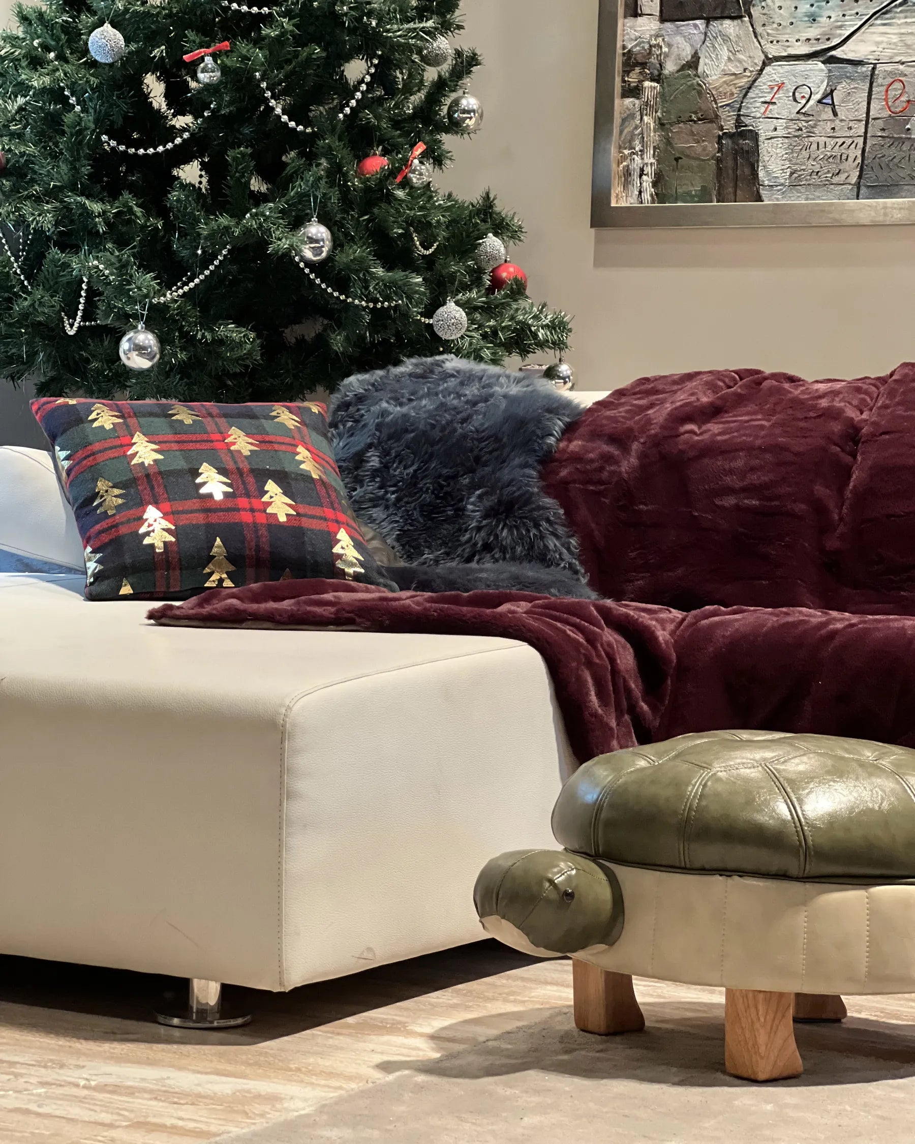 Animal Stool TURTLE Faux Leather Dark Green