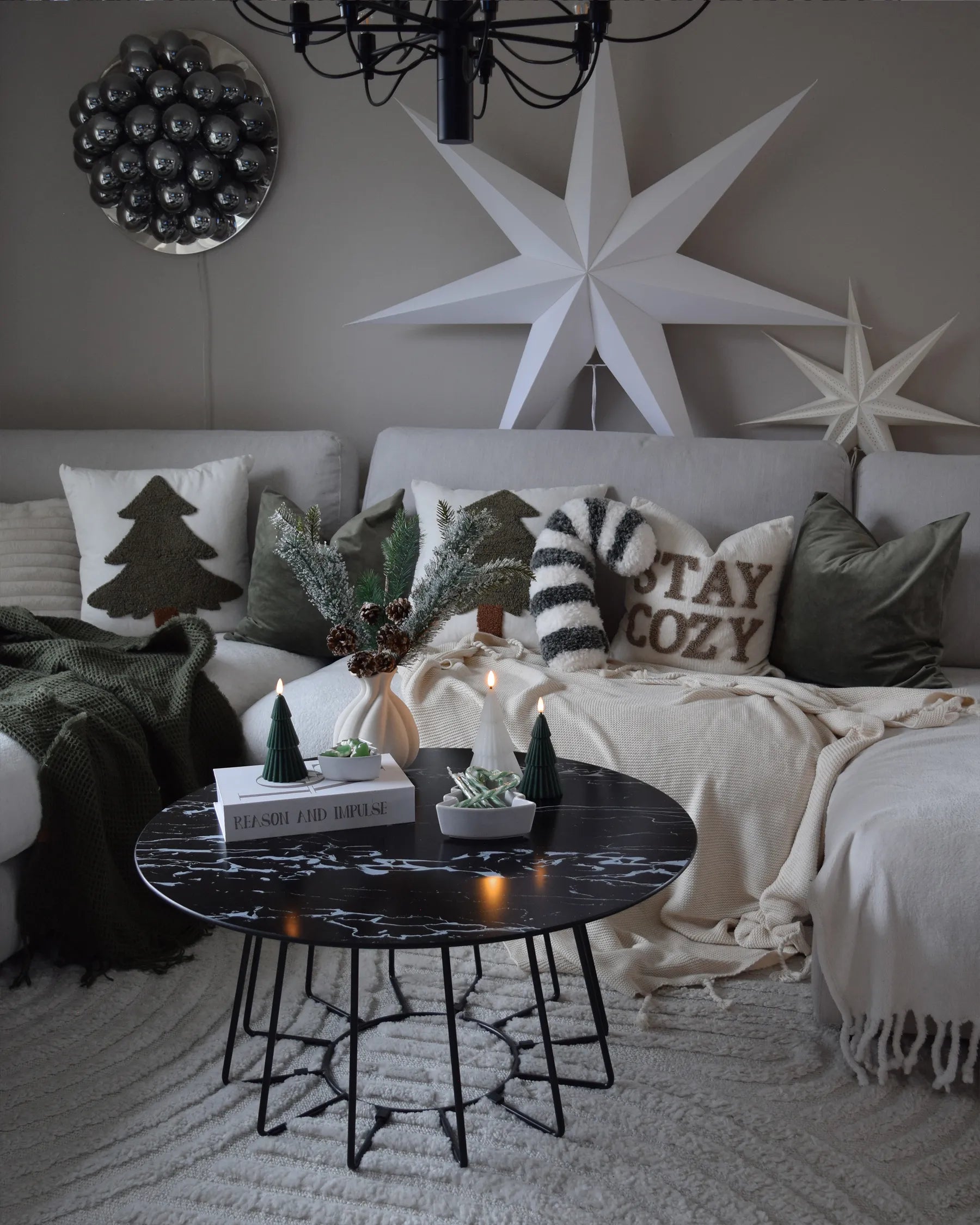 Coffee Table BERNIE Tempered Glass Black Marble