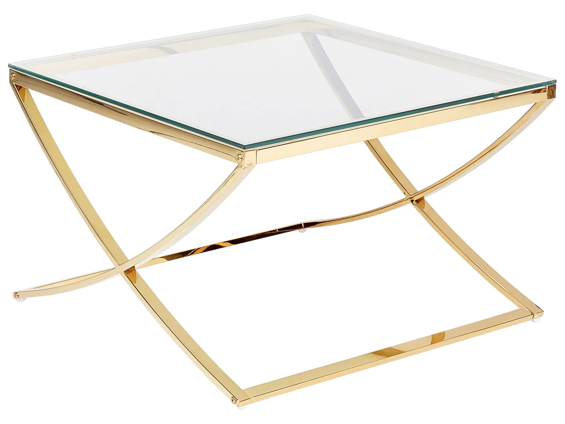 Coffee Table RINGGOLD Tempered Glass Gold
