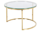 Set of 2 Coffee Tables GRANGE Tempered Glass Gold