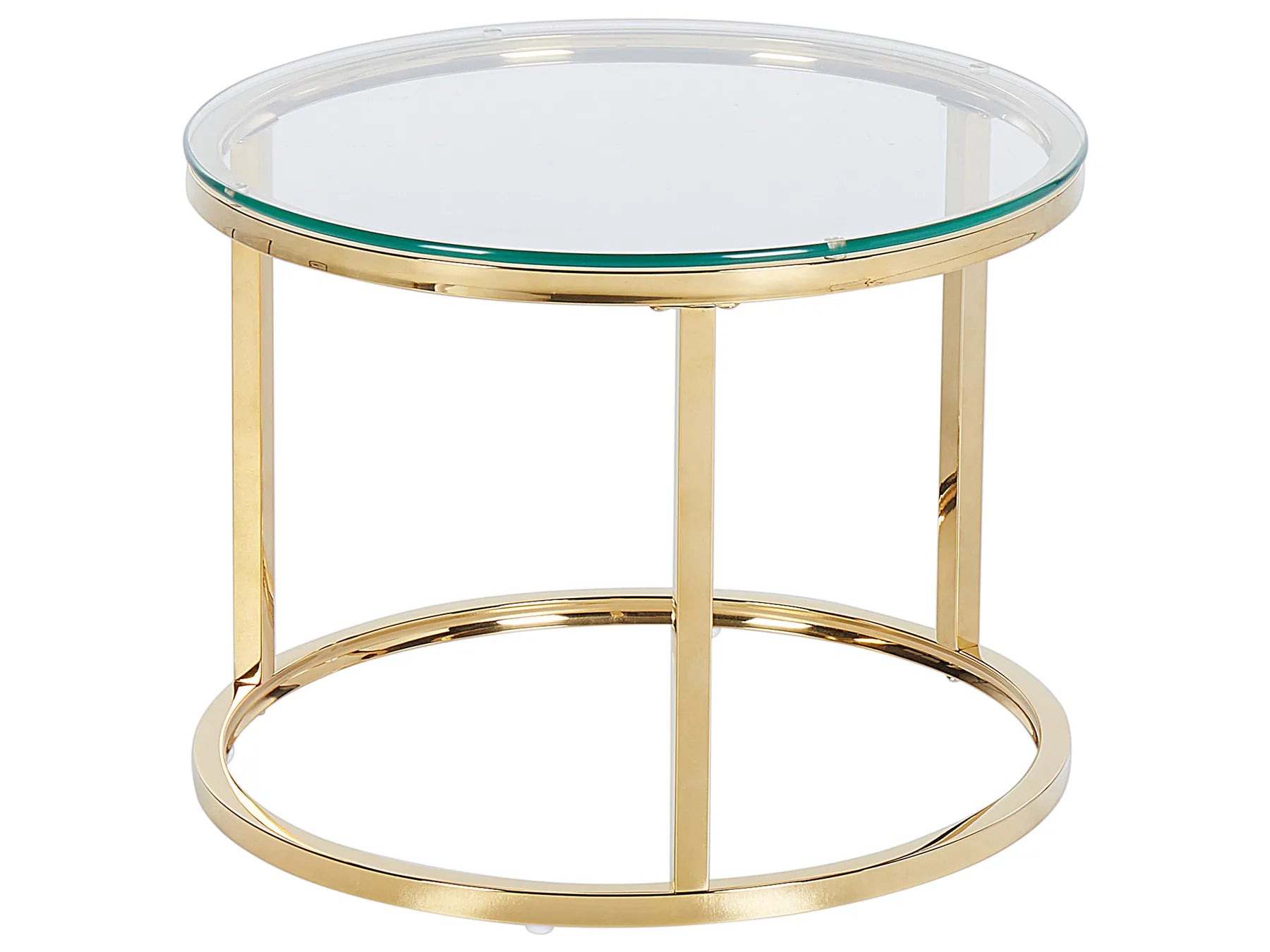 Set of 2 Coffee Tables GRANGE Tempered Glass Gold