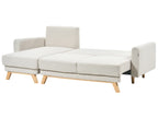 Corner Sofa Bed 3 Seater SIRO Fabric Light Beige with Storage Right Hand