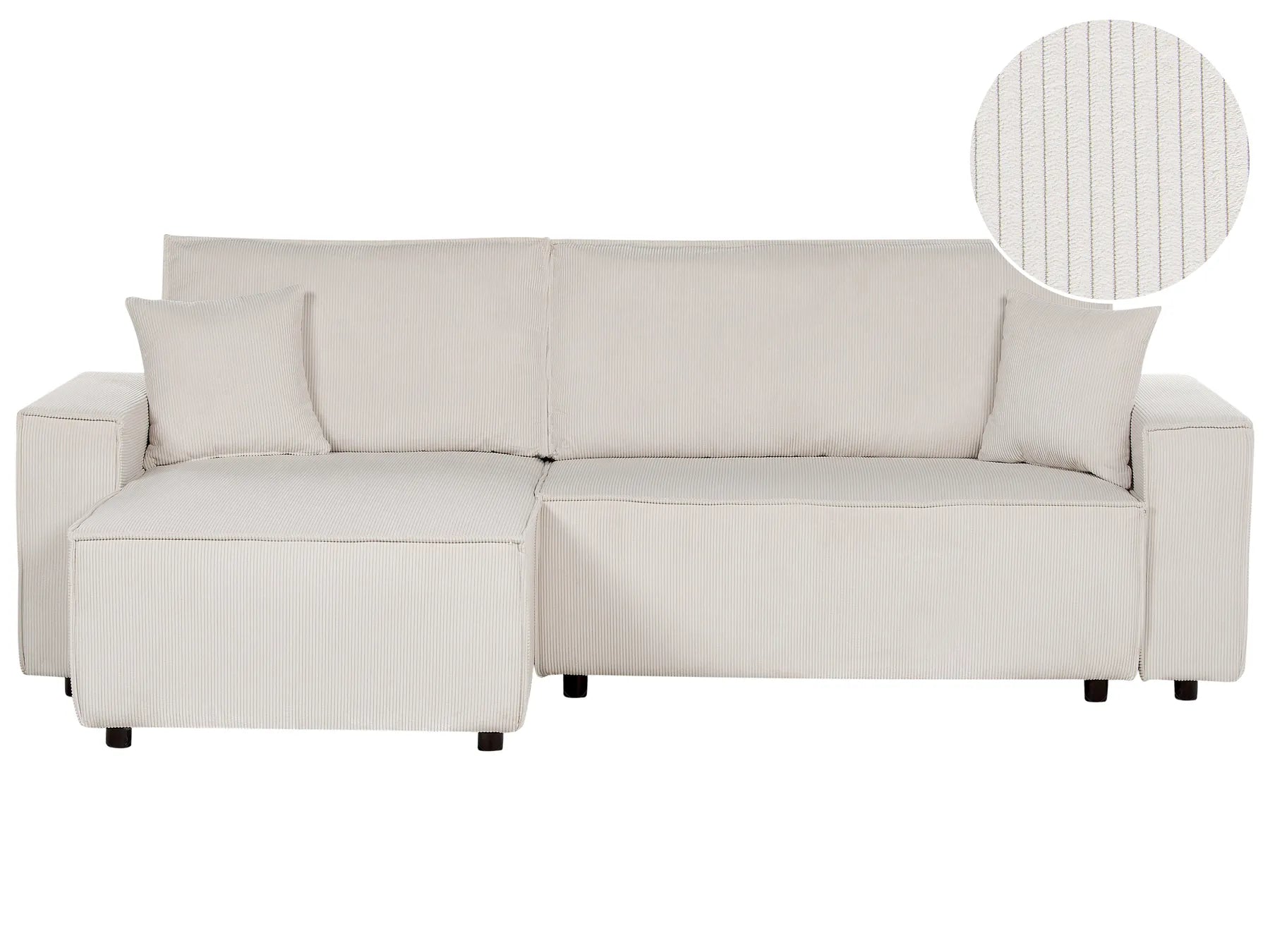 Corner Sofa Bed 3 Seater ABACKA Corduroy Off-White Right Hand