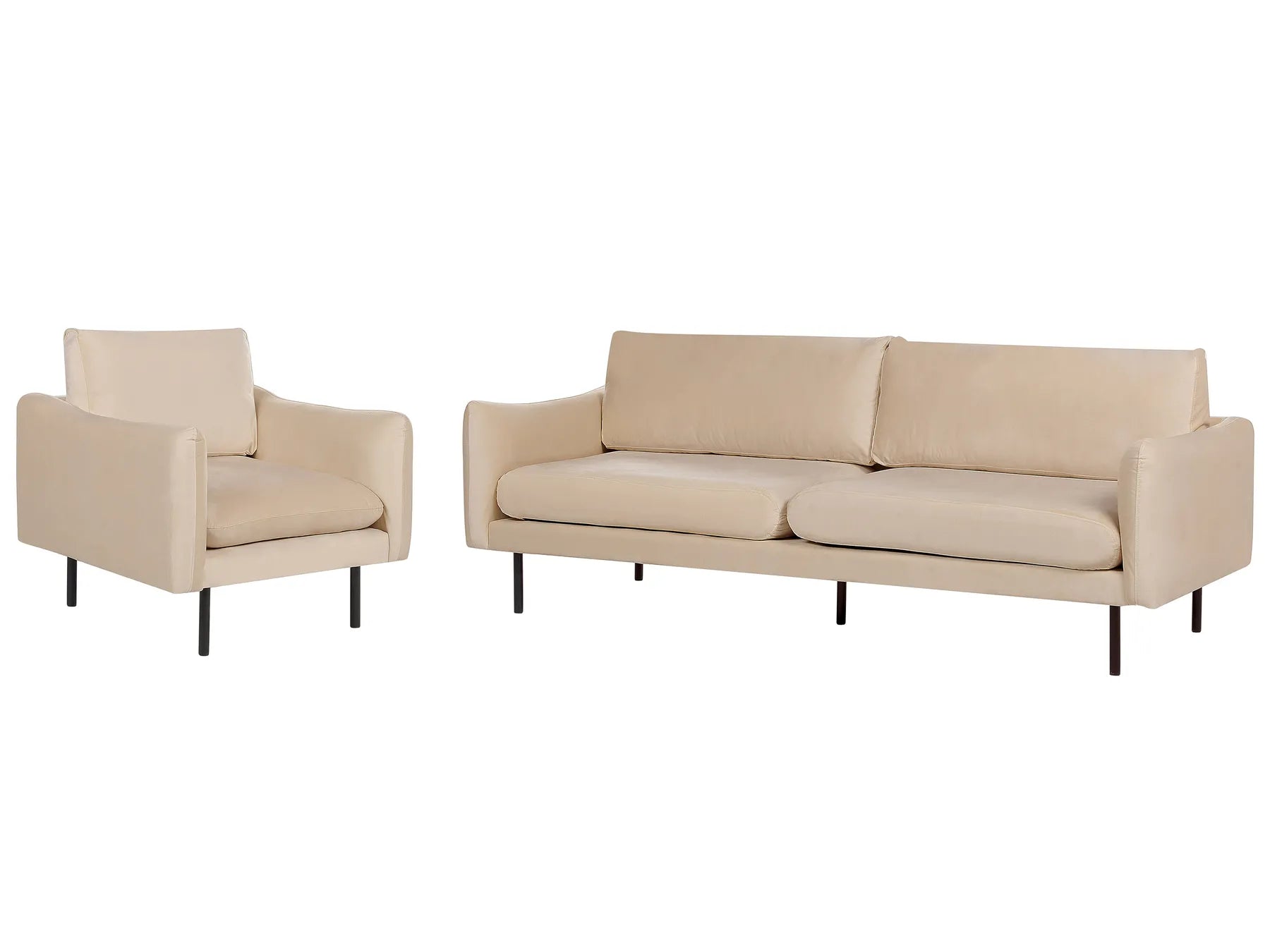 Living Room Set 4 Seater VINTERBRO Velvet Beige
